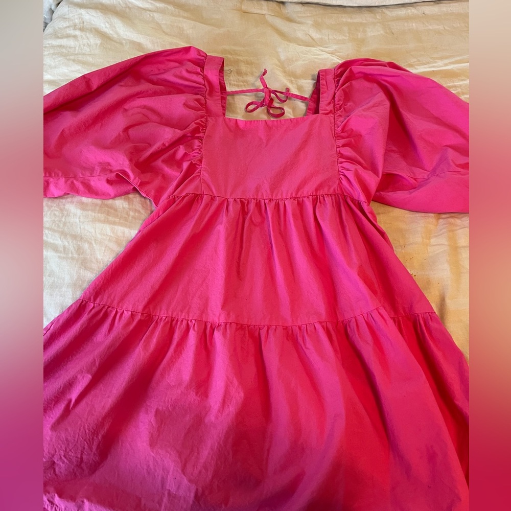 A NEW DAY XSMALL pink puff sleeve mini dress